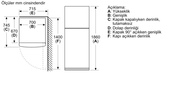 BD2055WENN Üstten Donduruculu Buzdolabı 186 x 70 cm Beyaz