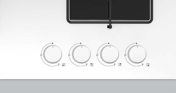 ON36P2O12D Gazlı Ocak 60 cm Sert cam, Beyaz