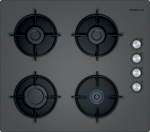 OO36P9O10D Gazlı Ocak 60 cm Sert cam, Platin gri