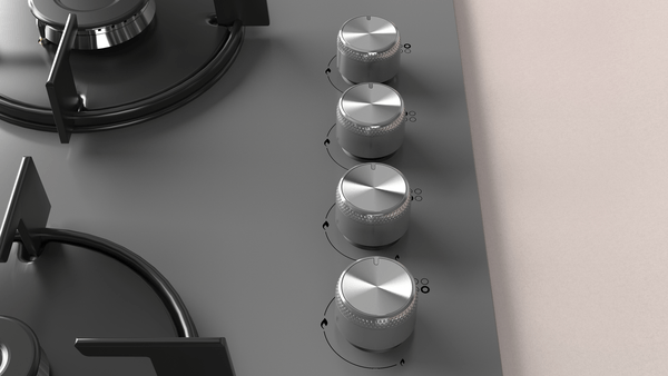 OO36P9O10D Gazlı Ocak 60 cm Sert cam, Platin gri