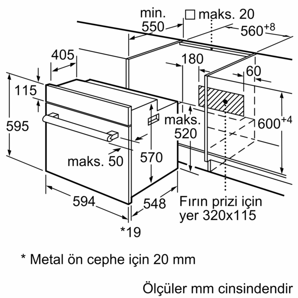 FRMA225G Ankastre Fırın 60 x 60 cm