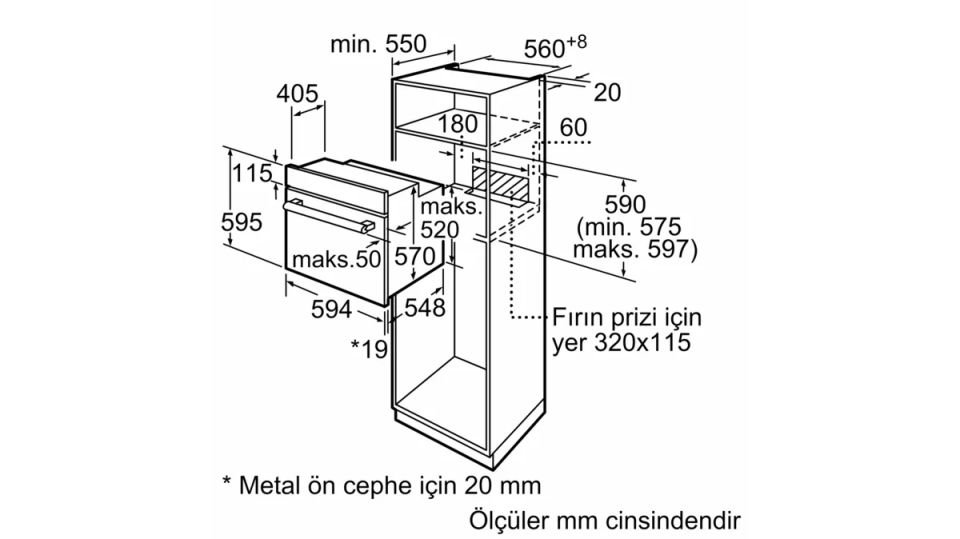 FRTA124S Ankastre Fırın 60 x 60 cm Siyah