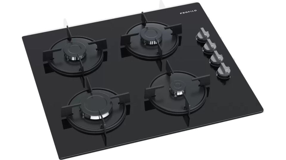 OO36P6B10D Gazlı Ocak 60 cm Sert cam, Siyah