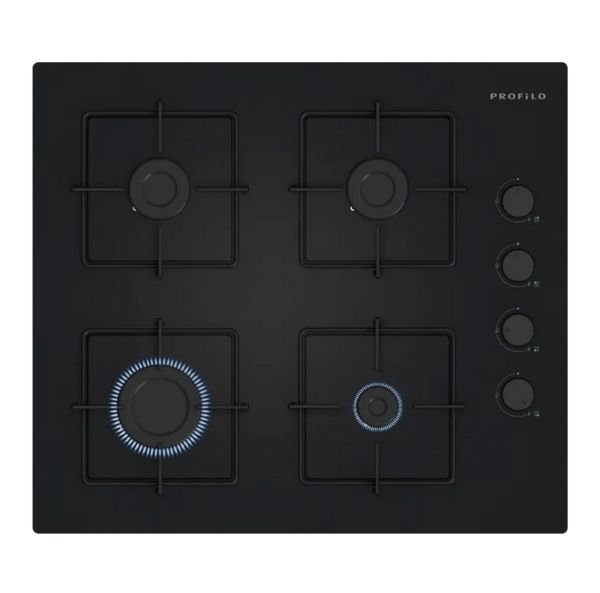 OE36K6P10D Gazlı Ocak 60 cm Sert cam, Siyah