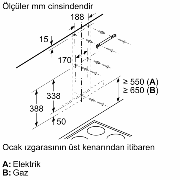 DVB6K760 Duvar Tipi Davlumbaz 60 cm Siyah