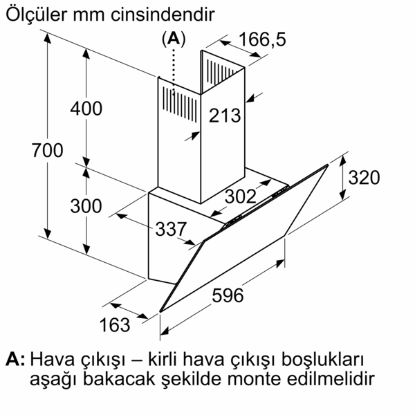 DVK6J469 Duvar Tipi Davlumbaz 60 cm Siyah Cam