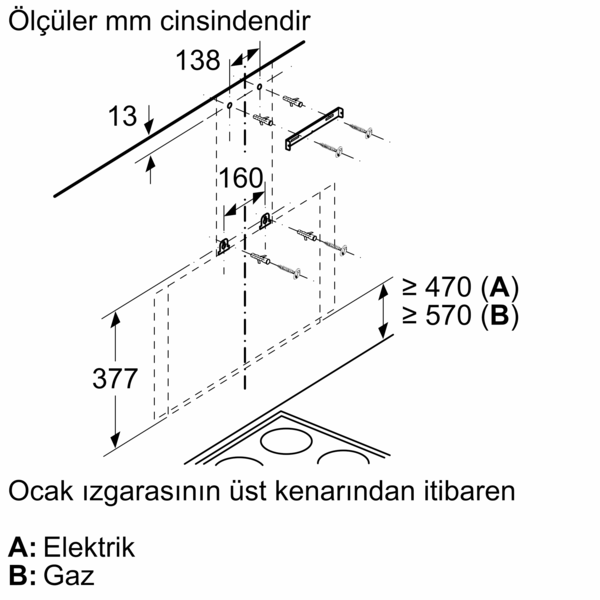 DVK8J671 Duvar Tipi Davlumbaz 80 cm Platin gri cam yüzey