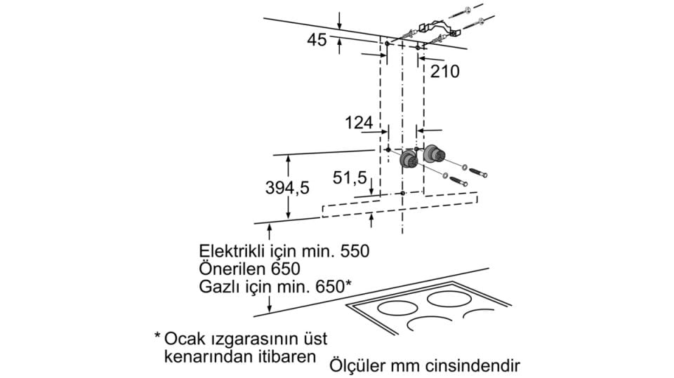 DVB6R422 Duvar Tipi Davlumbaz 60 cm Paslanmaz çelik