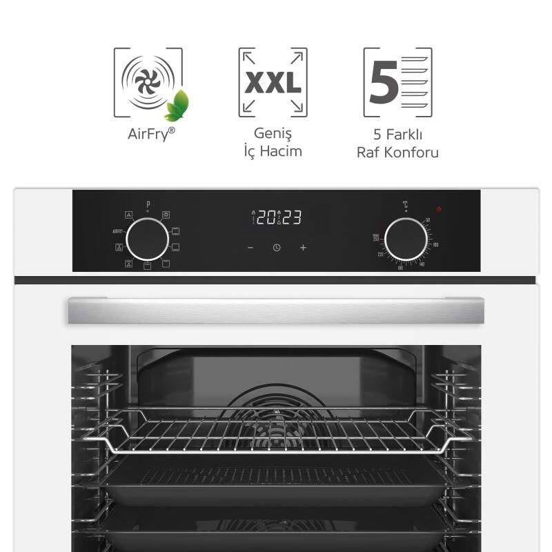 Simfer 8216 Airfry, Beyaz, 10 Fonksiyon Dij Ankastre Fırın