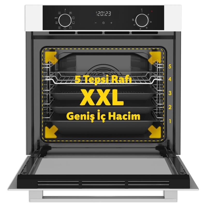 Simfer 8216 Airfry, Beyaz, 10 Fonksiyon Dij Ankastre Fırın