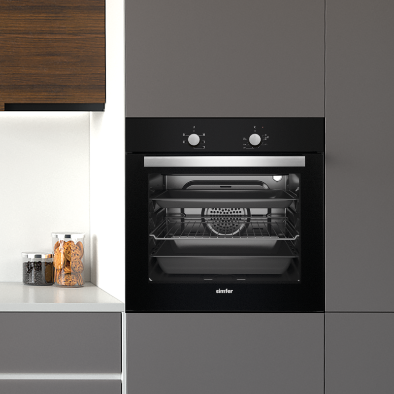 Simfer 7350 Siyah 6 Fonksiyon Ankastre Elektro Turbo Fırın