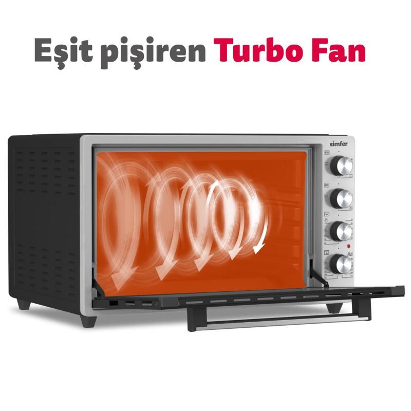 Simfer 7033 İnox Gri 70 Litre Pro Turbo Midi/Mini Fırın, 2000W