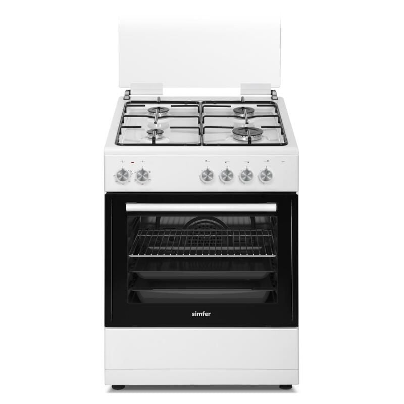 Simfer 1241 Beyaz Elektro Turbo Fırın, 56 Litre, 4 Gözü Gazlı, LPG Dönüşümlü, 60 cm, Beyaz