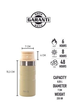 TanQ Ömür Boyu Garantili Active Paslanmaz Çelik Termos 0.35 Lt- (12 Oz)