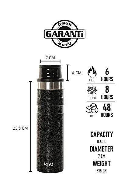 TanQ Ömür Boyu Garantili Active Plus Paslanmaz Çelik Termos  0.60 Lt